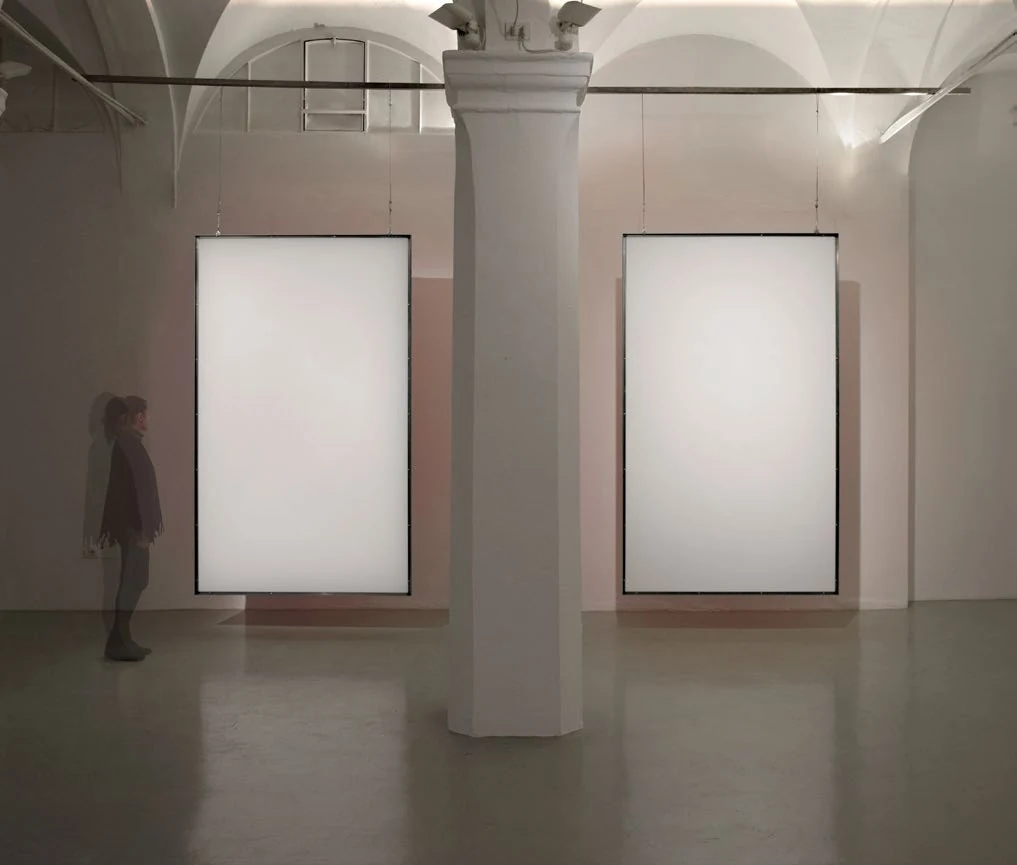 Two suspended pale works from the 2% immanence and impermanence installation