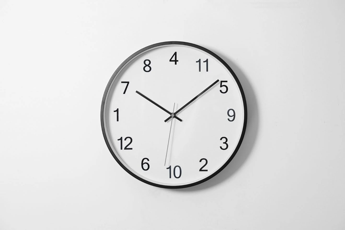 A wall clock whose numerals have been rearranged